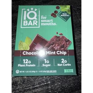 IQBAR Brain and Body Keto Protein Bars Chocolate Mint Chip 12 Count Energy